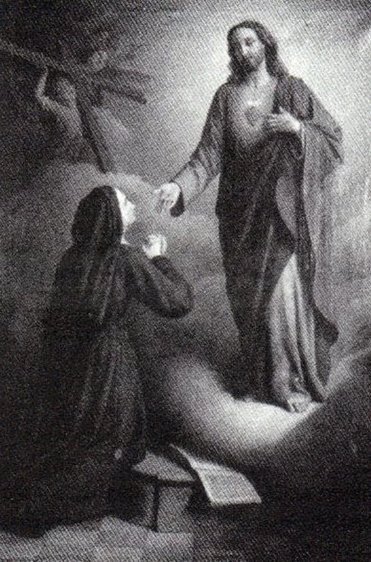 Visione di Santa Margherita Alacoque - 1889, olio su tela cm. 225x140, chiesa del Sacro Cuore, Carpenedolo (BS)
